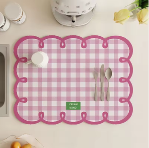 Tapete de Drenaje para Vajilla de Cocina Floral Persa Hecho a Mano, de Diatomita, Resistente al Aceite, Impermeable, No Lavable, Aislante del Calor y Resistente al Desgaste - Product Image 1