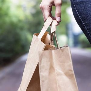 Paper Grocery <b>Bags</b> with Handles <b>Larges</b> Paper Grocery Shopping Heavy Duty Takeouts to Go Retail Kraft Reusable Paper <b>Bags</b> - Product Image 6