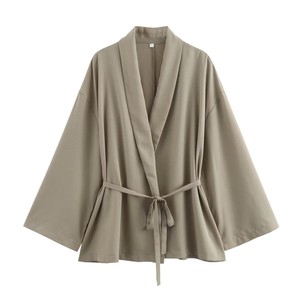 <span class=keywords><strong>Ensemble</strong></span> deux pièces <span class=keywords><strong>chic</strong></span> bohème décontracté pour <span class=keywords><strong>femme</strong></span> : haut kimono texturé croisé et <span class=keywords><strong>pantalon</strong></span> large – Collection été 2026 - Product Image 2