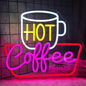 Hot Coffee Letreros Neon LED indoor hanging ambient light shop <b>sign</b> wall decoration light entrance indicator light luminous <b>sign</b> - Product Image 1