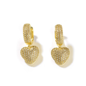 Orecchini a goccia a forma di cuore per donna, dolci ed eleganti, con pietre scintillanti, romantici, per feste, accessori gioiello per tutti i giorni - Product Image 2