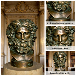Buste mythologique classique en bronze vert antique, buste de <span class=keywords><strong>Zeus</strong></span> pour la décoration de la maison et du bureau - Product Image 4