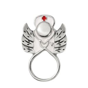 Broche ange infirmière personnalisée avec stéthoscope, émail or et argent sur alliage pour <span class=keywords><strong>mariage</strong></span>, bijoux pour enfants, accessoires d'infirmière - Product Image 2