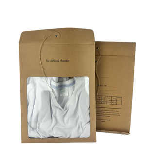 Sobre de papel <span class=keywords><strong>Kraft</strong></span> marrón con logotipo personalizado, bolsa para camisetas con ventana transparente y cuerda para zapatos, ropa interior, calcetines, pegatinas, embalaje de piel - Product Image 1