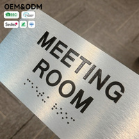 Signalétique en braille 3D en relief avec impression UV épaisse, plaque en aluminium personnalisée, panneau de porte pour salle de conférence et de réunion, pour immeuble de bureaux