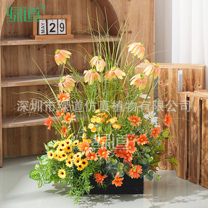 Bouquet de fleurs artificielles Greenway pour décoration intérieure, fleurs en soie plastique, arrangement floral paysager - Product Image 1