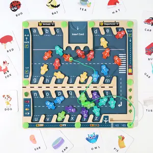 Wooden Toys Magnetic Alphabet Maze Board Color Classification Board Teaching Aids Letter Magnetic Toys for Kids