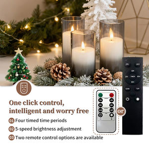 Candela a LED a pilastro media, senza fiamma, senza gocciolamento, con telecomando e timer, a batteria, antivento, grigia, sicura, all'ingrosso, di alta qualità - Product Image 2