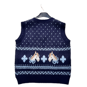 Chaleco de punto con estampado de caballos para mujer, cuello en V, sin mangas, suéter informal para otoño - Product Image 2