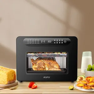 Kufu forno elétrico digital, aço inoxidável 26l 600w controle de toque controle de ar fritadeira com secador de frutas