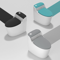 Nouveau design WC monobloc en céramique bleu et blanc à siphon, à poser au sol, pour salle de bain, vente en gros en Chine