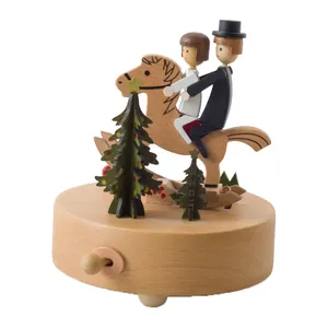 Hot sale romantic customer wooden prince charming music box for gifts