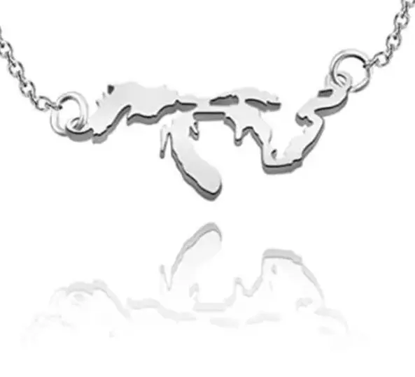 Grote Meren Ketting Ik Hart Minnesota Lake Michigan Sieraden Gift