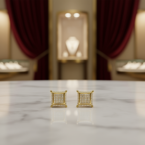 Pendientes de Diamantes de Oro Sólido de 18K de Lujo, Corte Princesa, Color G, Diamantes Naturales, Joyería Unisex para Uso Diario - Product Image 2