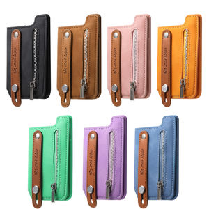 Nouvelle conception, étui à cartes en cuir PU avec aimant puissant, blocage RFID, sangle de poignet extensible, rabat et poche à monnaie - Product Image 3