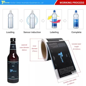 Machine automatique d'étiquetage d'autocollant de bouteille ronde en plastique de médecine