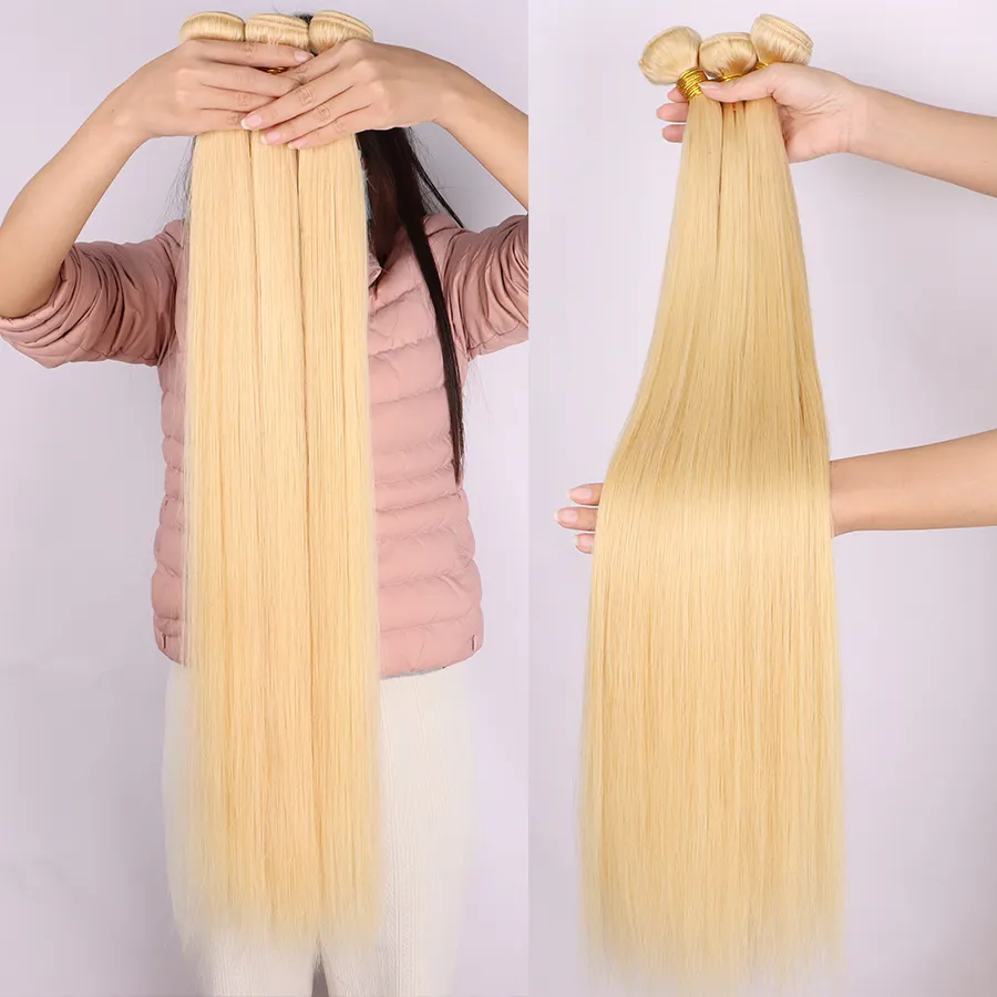 Cheap Peruvian 100% Cuticle Aligned 613 Mink Brazilian Human Extension Raw Virgin Blonde Hair Bundles