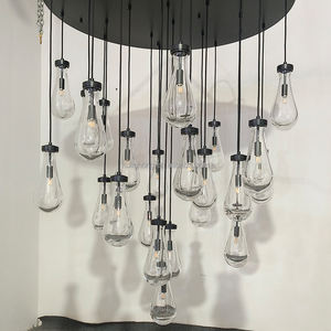 계단 크리스탈 빗방울 샹들리에 조명 원형 대형 펜던트 조명 높은 천장 고급 롱 레인 드롭 샹들리에 - Product Image 5