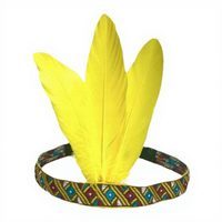 Coiffe de chef africaine et indienne, style ethnique, à motifs écossais et feuilles, ornée de plumes, accessoire capillaire pour Halloween, performance et défilé