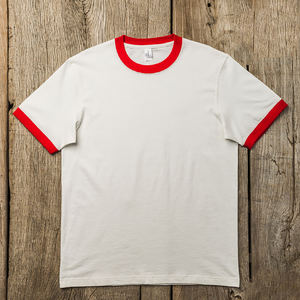 HG6244 T-shirts unisexes 100% coton 265 g/m² grammage lourd, avec logo personnalisé, couleur unie, coutures contrastées, patchwork bicolore, tricoté style ringer - Product Image 6