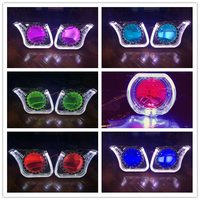 2022 nouveau modèle 3.0 pouces LED Double yeux de diable 95mm dents bleues RGB yeux de démon pour H7 H4 H11 9005 9006 9012 HB4 phare de voiture