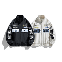 Blouson Bomber Américain Printemps-Automne pour Hommes et Femmes, Coupe Ample, Style Moto, Tendance Couple, Vêtement Baseball Tendance et Sophistiqué