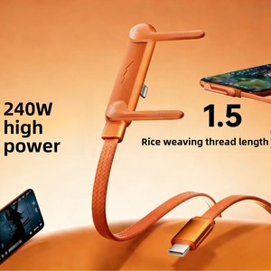 Cable de carga 5 en 1 de alta calidad al por mayor de fábrica, cable de carga USB retráctil de 1.2 m, cargador de coche con cable retráctil - Product Image 4