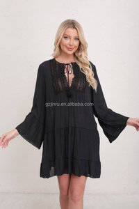 JINRU-<span class=keywords><strong>Robe</strong></span> tunique de plage à manches longues pour femmes, vêtements d'été, vêtements de plage, dentelle, crochet - Product Image 5