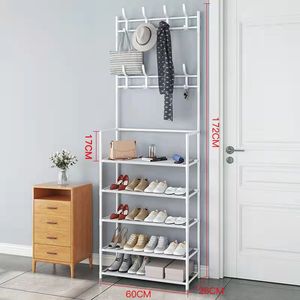 Simple <strong>Freestanding</strong> Shoe <strong>Rack</strong> with <strong>Coat</strong> Hanger - Product Image 6
