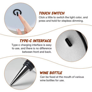 Lampada da <span class=keywords><strong>Tavolo</strong></span> Wireless a Forma di Bottiglia con Controllo Touch a 3 Colori e Dimmerazione Continua, <span class=keywords><strong>Luce</strong></span> Notturna per Decorazione Bar e Scrivania - Product Image 6