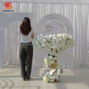 SMOOTH Wedding Events <b>Table</b> <b>Decoration</b> White Green Floral Circle Flower Centerpiece With Bottom Wreath - Product Image 5
