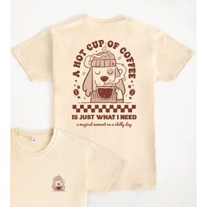 Magical Moment Coffee Dog - Camiseta unisex para adultos con cuello redondo, ropa informal - Product Image 1