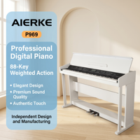 AIERKE 88-Key Digital Upright Piano Keyboard Flip-Top Design LCD Display Triple Pedal MP3 Playback Feature-P969 Used Electronic