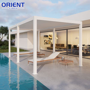 Pergola en aluminium avec pare-vent, pergola entièrement en aluminium avec toit réglable imperméable, <span class=keywords><strong>abri</strong></span> solaire extérieur pour patio - Product Image 3