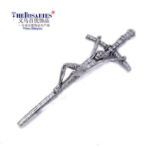 纪念十字架耶稣图标仿古镀银锌合金金属 - Product Image 1