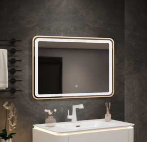 กระจกห้องน้ำ LED อัจฉริยะทันสมัย พร้อมสวิตช์สัมผั<span class=keywords><strong>ส</strong></span> รูปทรง<span class=keywords><strong>ส</strong></span>ี่เหลี่ยมผืนผ้า เลนส์อะลูมิเนียม <span class=keywords><strong>ส</strong></span>ำหรับโครงการห้องน้ำในวิลล่าและโรงแรม - Product Image 2