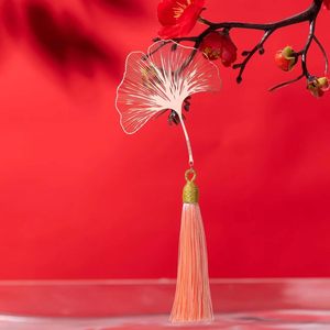 Chinese Style Leaf Rose Gold <strong>Metal</strong> <strong>Bookmarks</strong> Hollow Out Stainless Steel Book Mark Page <strong>Maker</strong> with Tassels for Students - Product Image 5