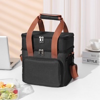 Sac de boîte à lunch isolé Portable à double couche de grande capacité Nouveau sac de glace de pique-nique à fermeture à glissière extérieure rehaussée
