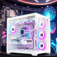 Casing PC Cyborg Putih dengan Kaca Temper, Kipas Unik, dan Desain Reverse Gabinete