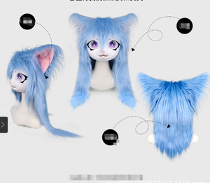 Traje de piel de invierno 2026 con capucha de cabeza de bestia estilo Kigurumi, peluche de <span class=keywords><strong>cosplay</strong></span> con orejas de gato, lindo y peludo, para Comic Con - Product Image 6