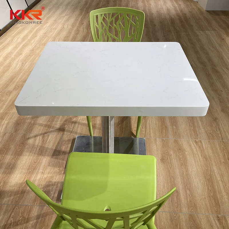 Eettafel Met Stenen Oppervlak Populaire Tafels Voor Restaurants Cafe Commerciële Steen Hars Tafel Top En Stoelen