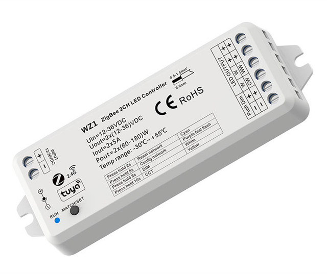 DC12V 36V Wireless Zigbee LED Controller 2CH 5A RF2.4G Tuya Zigbee Dimmer for Dual Color LED Light