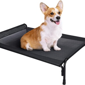 Erhöhtes, erhöhtes, kühlendes Hunde bett für große Hunde im Freien Atmungsaktives Netz-Haustier bett mit rutsch festen Füßen 41x27 Zoll Schwarz - Product Image 1