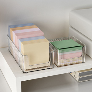 Transparent Desktop Storage Box Rectangle Stackable Office Organizer For <b>Memo</b> <b>Pad</b> Stationery Clear PET Material W323 Series - Product Image 1