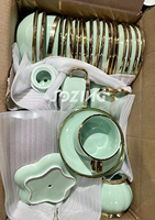 Vente directe d'usine, service de vente en gros de vaisselle de luxe à bord doré, vente par carton, plusieurs couleurs et tailles, vente en gros en stock