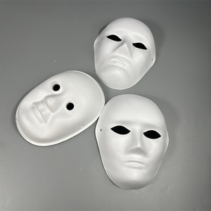 Hombres y mujeres Cara completa Color blanco Favores de fiesta Máscaras de papel en blanco Mache - Product Image 4
