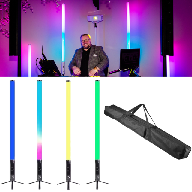 4pcs with bag Wireless Battery Pixel Tube 360 Degree Led Tube Dj wedding Light