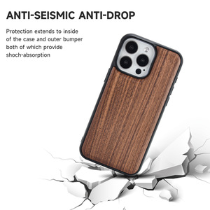 <span class=keywords><strong>Coque</strong></span> de téléphone antichoc <span class=keywords><strong>en</strong></span> <span class=keywords><strong>bois</strong></span> de finition noyer massif tout compris avec logo personnalisable pour <span class=keywords><strong>iPhone</strong></span> 17 16Pro 17ProMax Design de luxe - Product Image 5