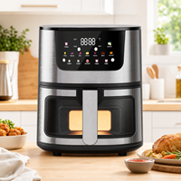 Friteuse à air numérique sans huile en acier inoxydable 15L, avec écran LED et contrôle tactile, protection contre la surchauffe, pour usage domestique – Tendance actuelle