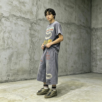 Ensembles de survêtements personnalisés pour hommes : T-shirts et shorts amples délavés à l'acide, style sportswear